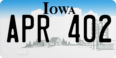 IA license plate APR402