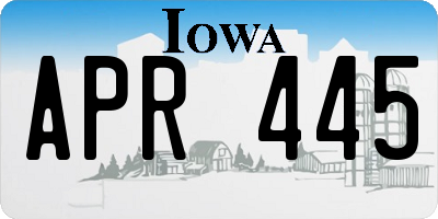 IA license plate APR445