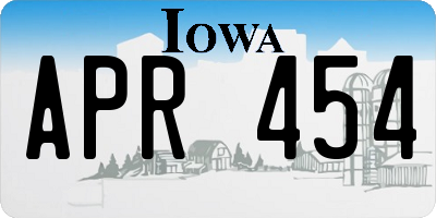 IA license plate APR454