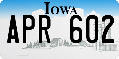 IA license plate APR602