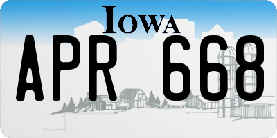 IA license plate APR668