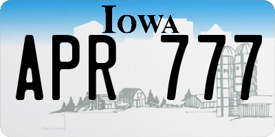IA license plate APR777