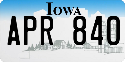 IA license plate APR840