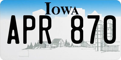 IA license plate APR870