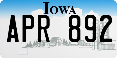 IA license plate APR892