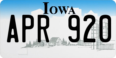 IA license plate APR920