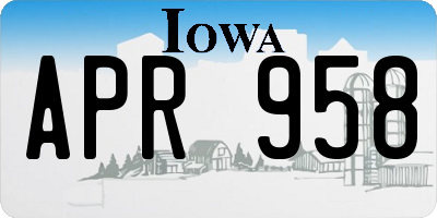 IA license plate APR958