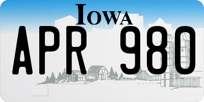 IA license plate APR980