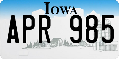 IA license plate APR985