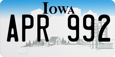 IA license plate APR992