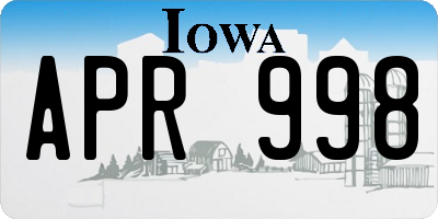 IA license plate APR998