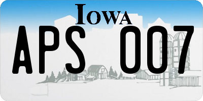 IA license plate APS007