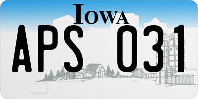 IA license plate APS031