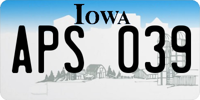 IA license plate APS039