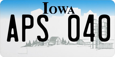 IA license plate APS040