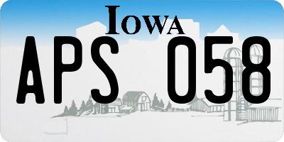 IA license plate APS058