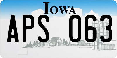 IA license plate APS063