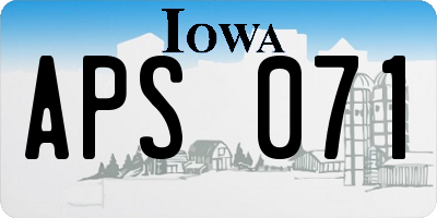 IA license plate APS071