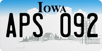 IA license plate APS092