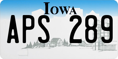 IA license plate APS289