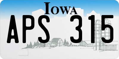 IA license plate APS315