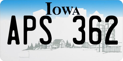 IA license plate APS362