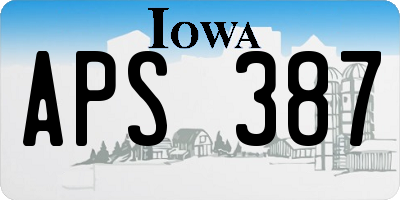 IA license plate APS387