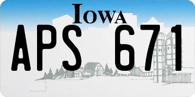 IA license plate APS671