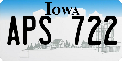 IA license plate APS722