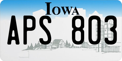 IA license plate APS803