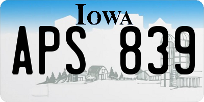 IA license plate APS839