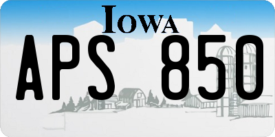 IA license plate APS850