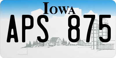 IA license plate APS875