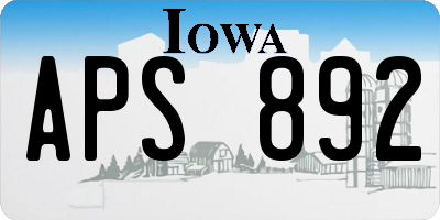 IA license plate APS892