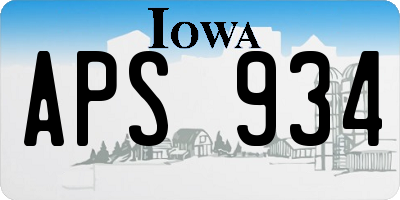 IA license plate APS934
