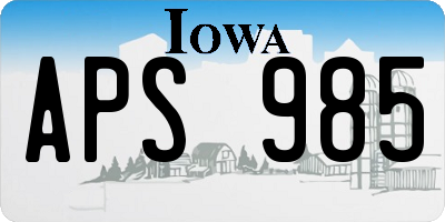 IA license plate APS985