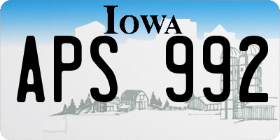 IA license plate APS992