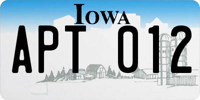 IA license plate APT012