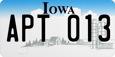 IA license plate APT013