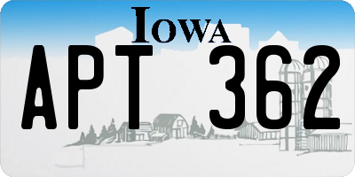 IA license plate APT362