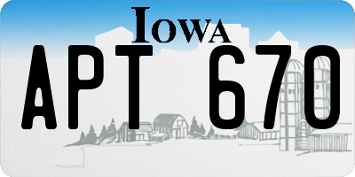 IA license plate APT670
