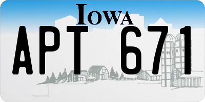 IA license plate APT671