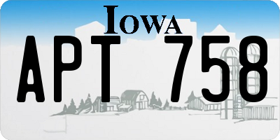 IA license plate APT758