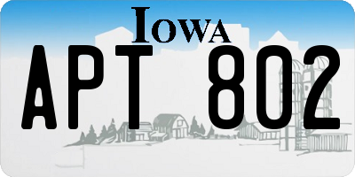 IA license plate APT802