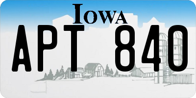 IA license plate APT840