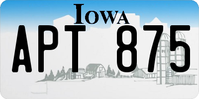 IA license plate APT875