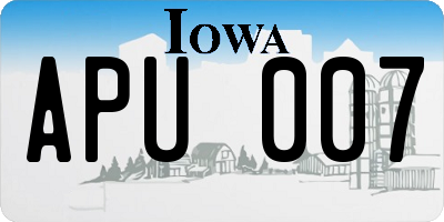 IA license plate APU007
