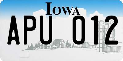 IA license plate APU012