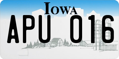 IA license plate APU016