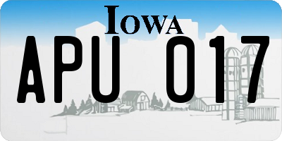 IA license plate APU017